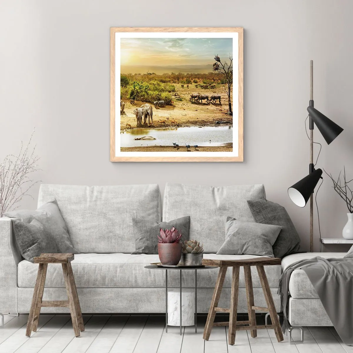 Poster în ramă de stejar deschis - "Și din Eden curgea un râu..." - 60x60 cm