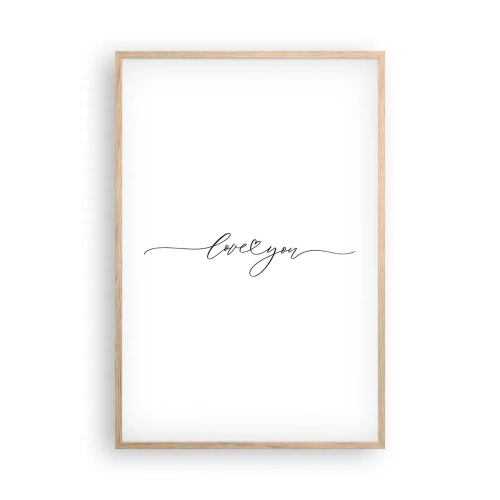 Poster în ramă de stejar deschis - Negru pe alb - 61x91 cm