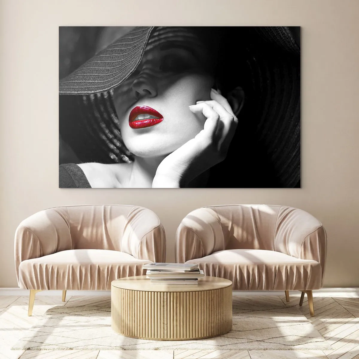 Tablou pe sticlă - Studiu în stacojiu - 100x70 cm