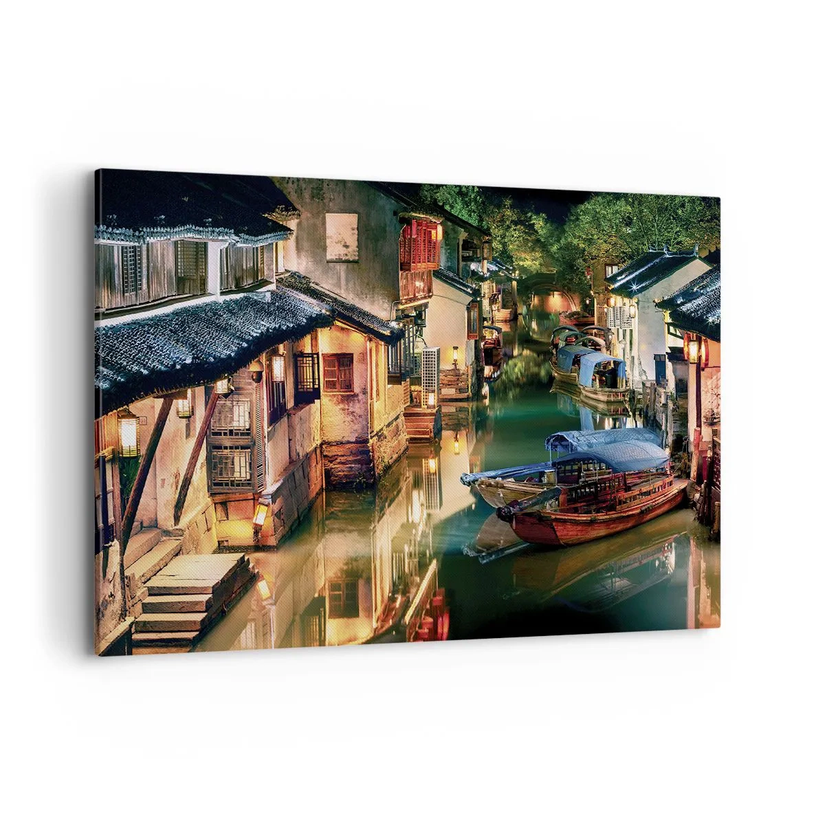 Tablou pe pânză - O seară pe o stradă chinezească - 100x70 cm