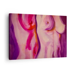 Tablou pe pânză Canvas - interpretare abstractă a siluetei feminine în roz și violet. - 70x50cm - Oda feminității - Decorațiune modernă pentru perete pentru living și dormitor ARTTOR