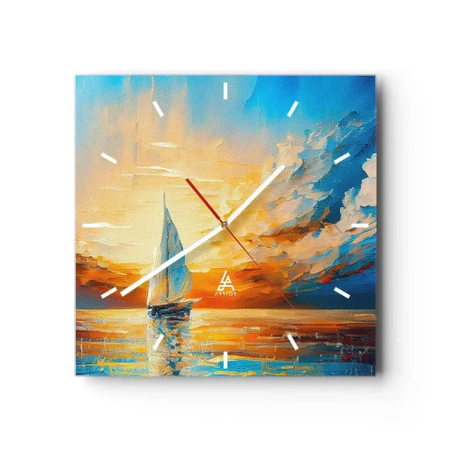 Ceas de perete - Ceas pe sticlă - Navigare prin aur - 40x40 cm