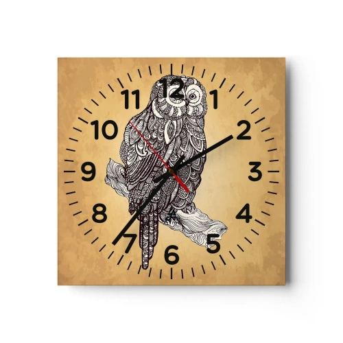 Ceas de perete - Ceas pe sticlă - Ornamente complicate de înțelepciune - 30x30 cm