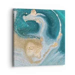Tablou pe pânză - Vârtej de aur și turcoaz - 30x30 cm