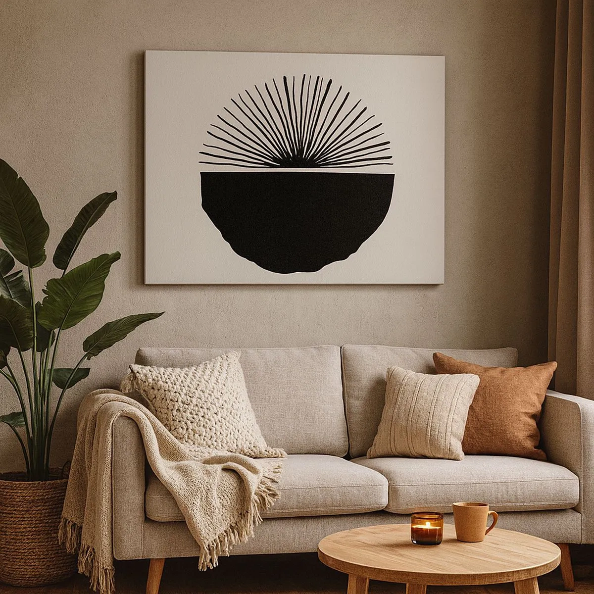Tablou pe pânză Canvas - Motiv minimalist negru pe fundal deschis - 70x50cm - Gama de posibilități - Decorațiune modernă pentru perete pentru living și dormitor ARTTOR