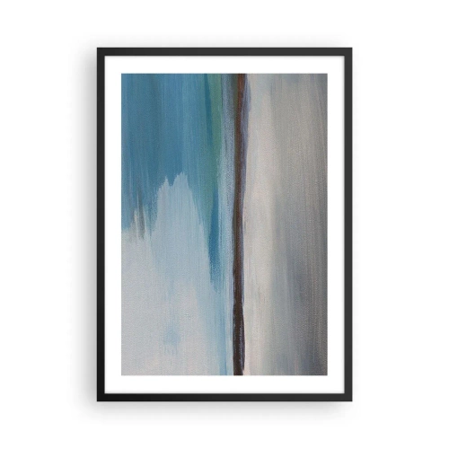 Poster în ramă neagră - Peisaj abstract în nuanțe de albastru și gri - 50x70cm - Peisaj orizontal - Decorațiune modernă pentru perete pentru living și dormitor ARTTOR