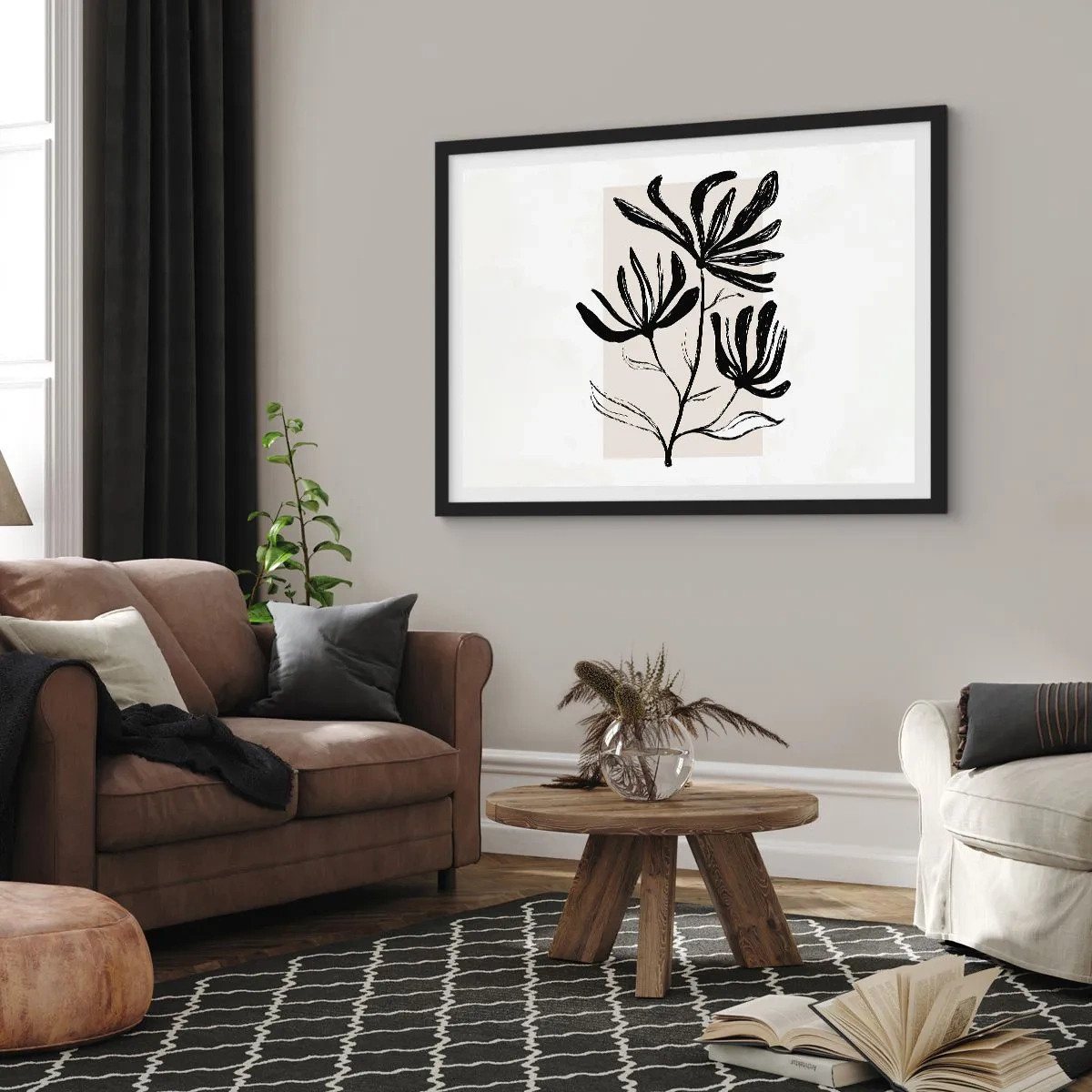 Poster în ramă neagră - Schiță pentru ierbar - 70x50 cm