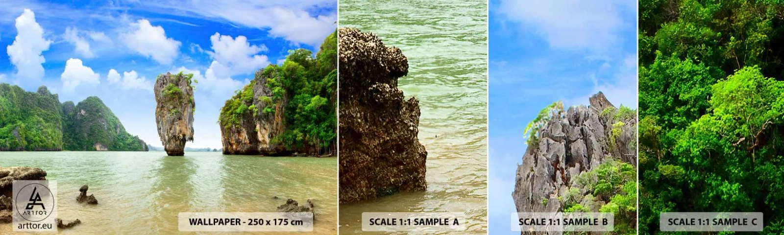 Mostră de Tapet Standard Eco - Minuni naturale stâncoase - Peisaj, Natură, Tropicele - 100x30 cm