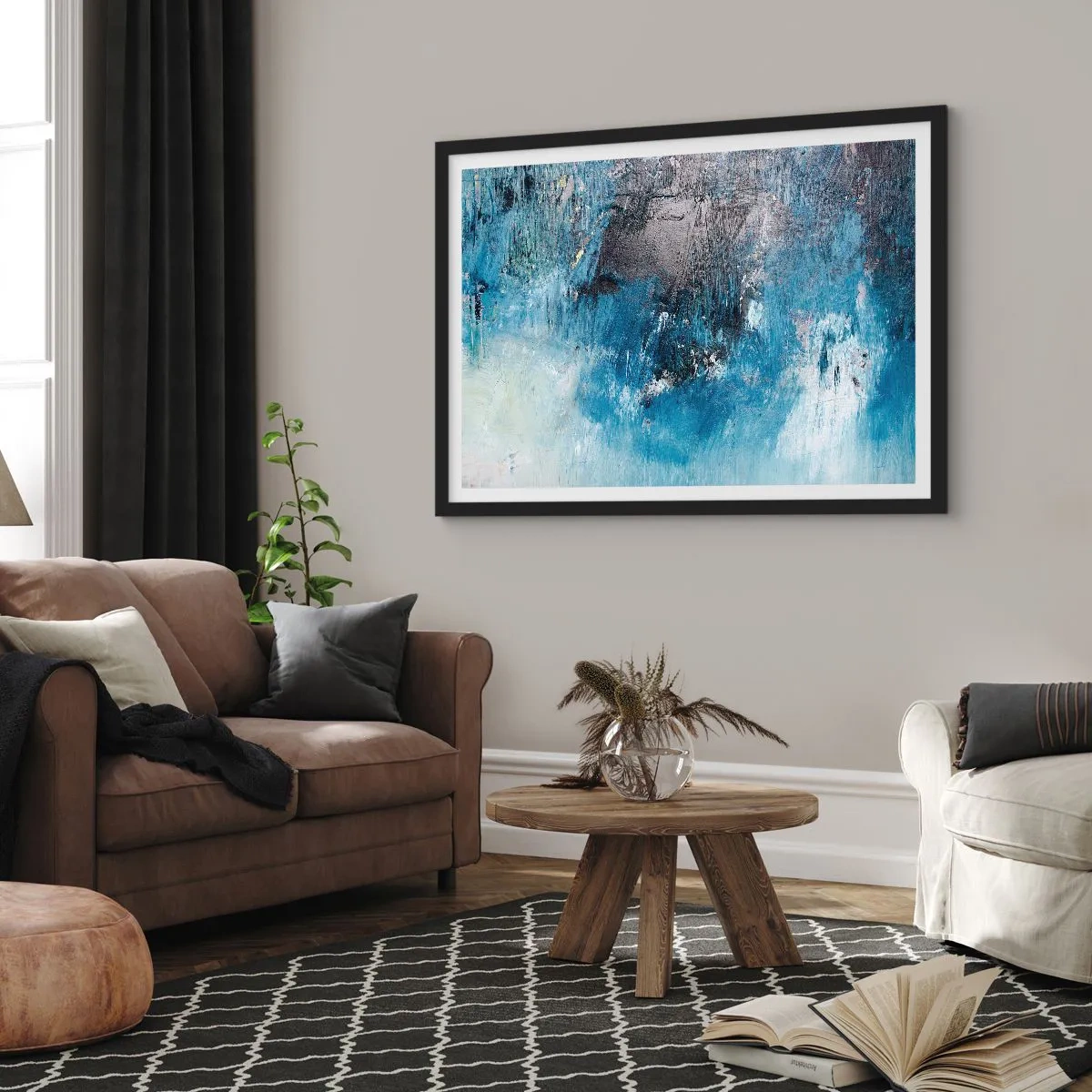 Poster în ramă neagră - Rapsodie albastră - 91x61 cm