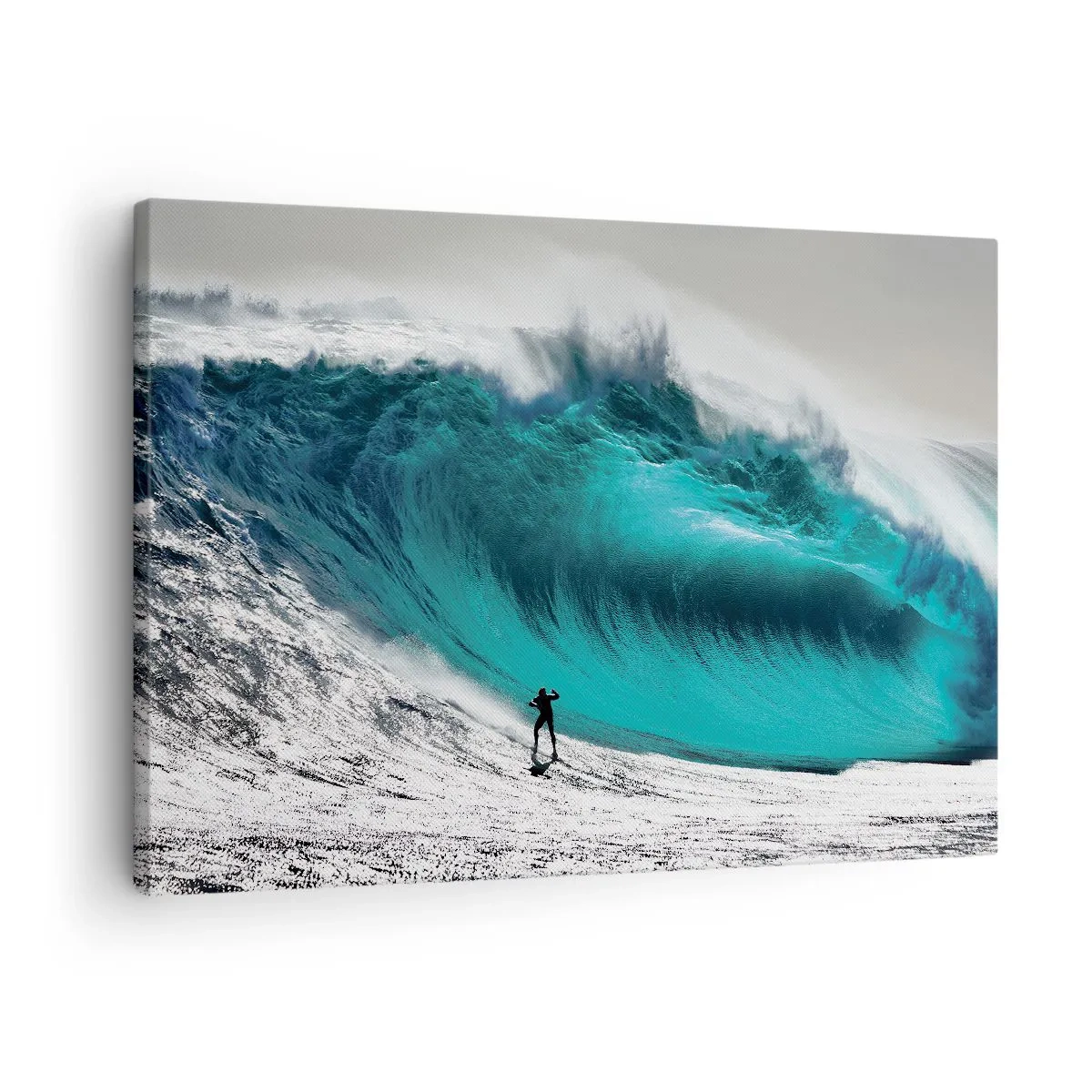 Tablou pe pânză Canvas - Surfer în fața unui val uriaș - 70x50cm - Provocare acceptată - Decorațiune modernă pentru perete pentru living și dormitor ARTTOR