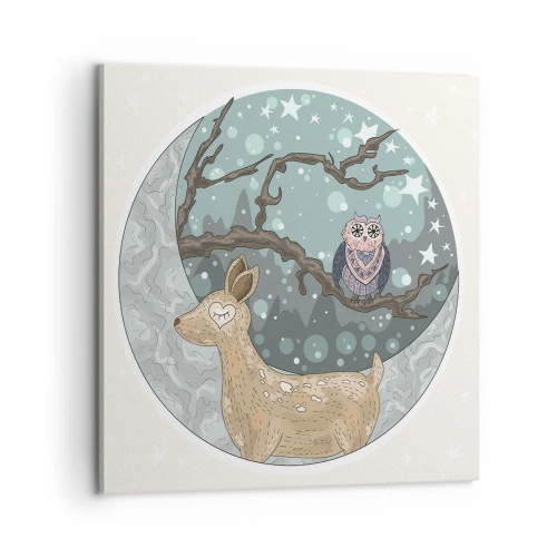 Tablou pe pânză - O noapte în pădure de poveste - 60x60 cm