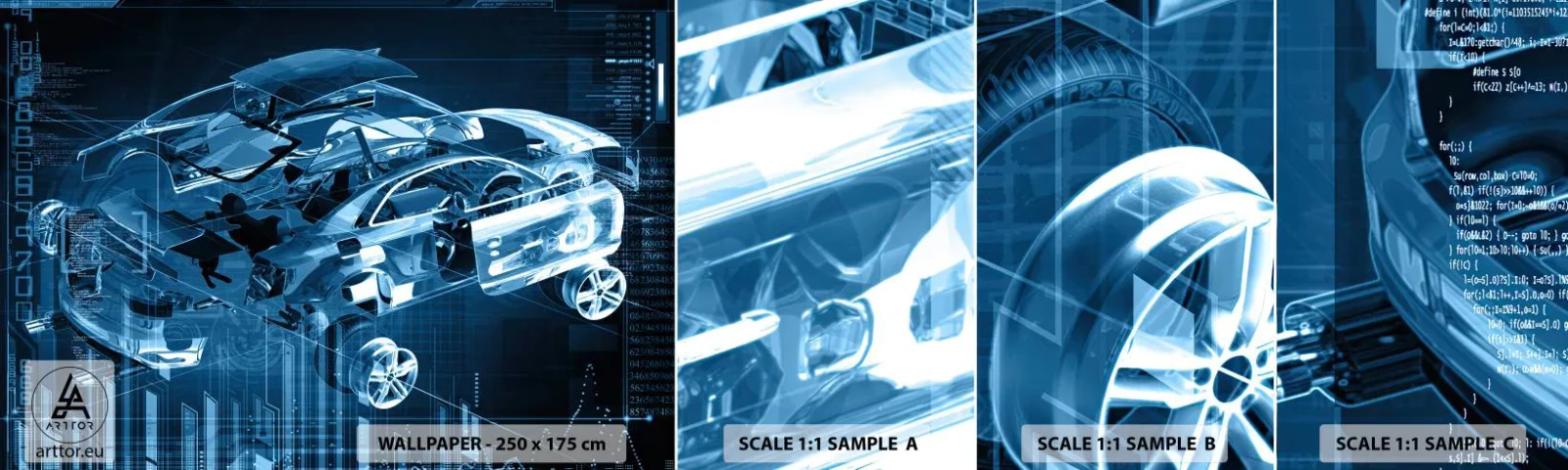 Mostră de Tapet Standard Eco - Anatomie inginerească - Automobile, Mașină, Concept - 100x30 cm