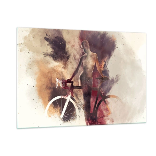 Tablou pe sticlă - În forme de marmură sufletul ciclist - 120x80 cm