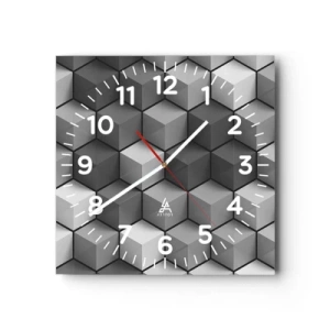 Ceas de perete - Ceas pe sticlă - Puzzle cubist - 40x40 cm