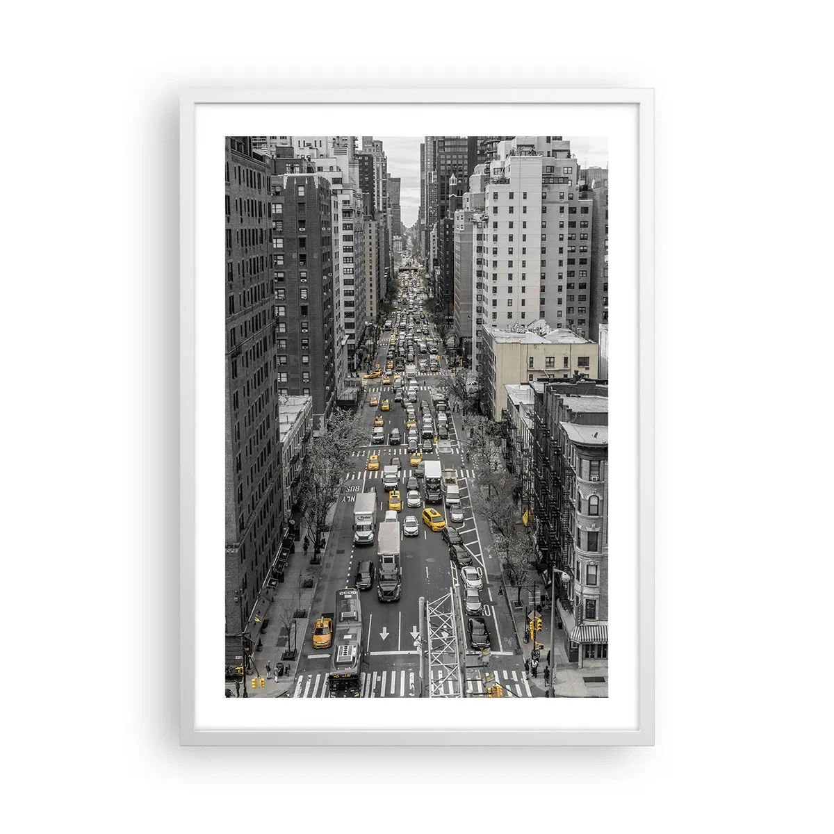 Poster în ramă albă - Viața în New York - 50x70 cm