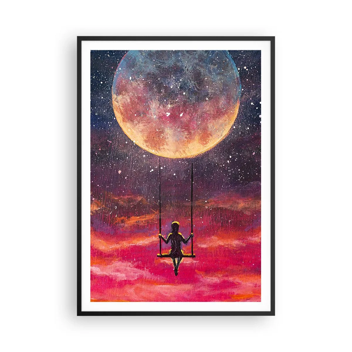 Poster în ramă neagră - Cu capul în nori - 70x100 cm