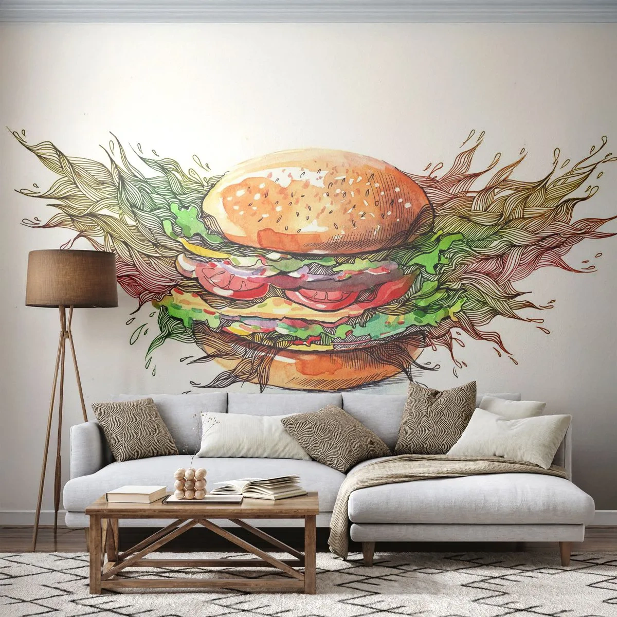 Tapet Autoadeziv Deluxe Sticker - Tentație fierbinte - Gastronomie, Hamburger, Culinar - 400x280 cm