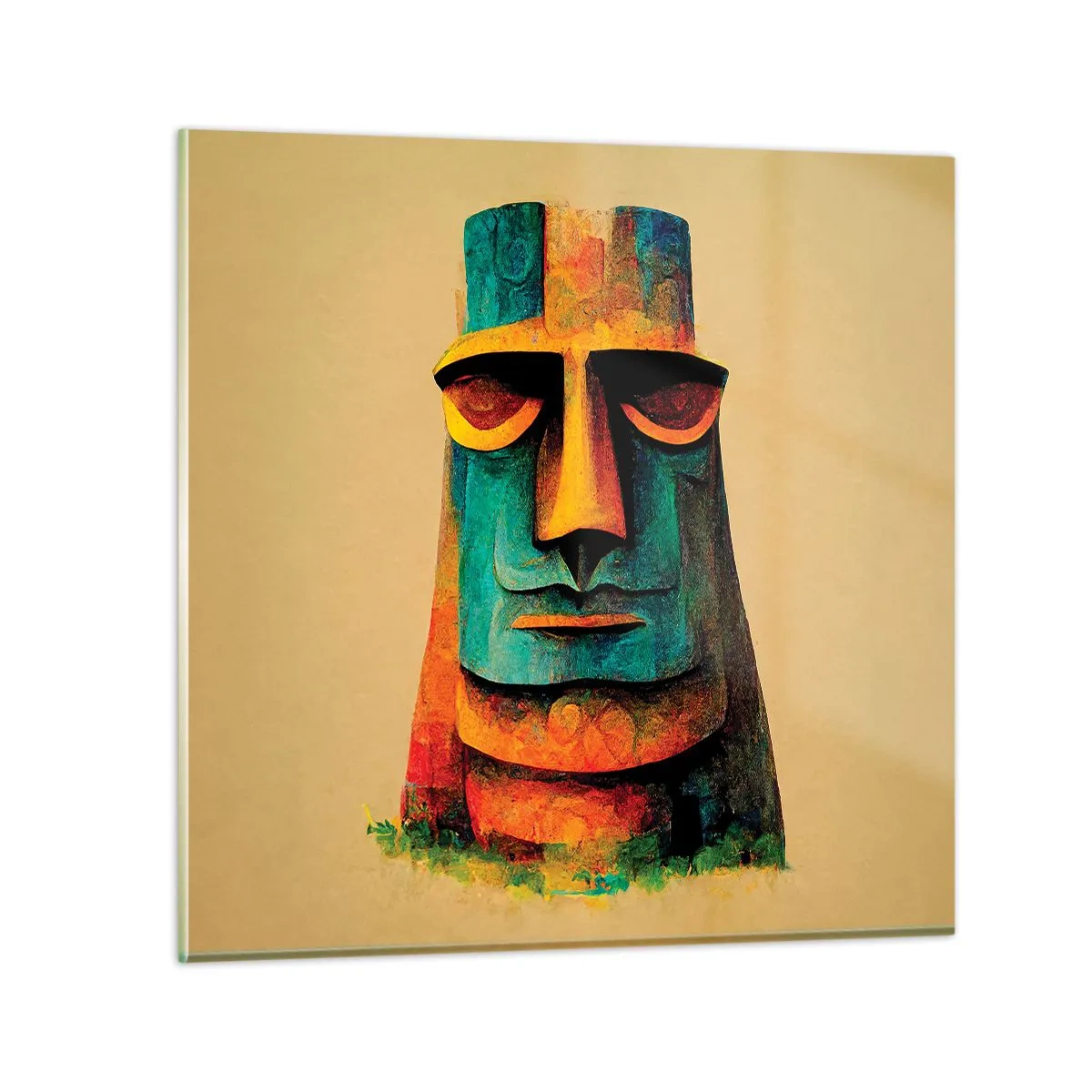 Tablou pe sticlă - Statuie, dar simpatică - 40x40 cm