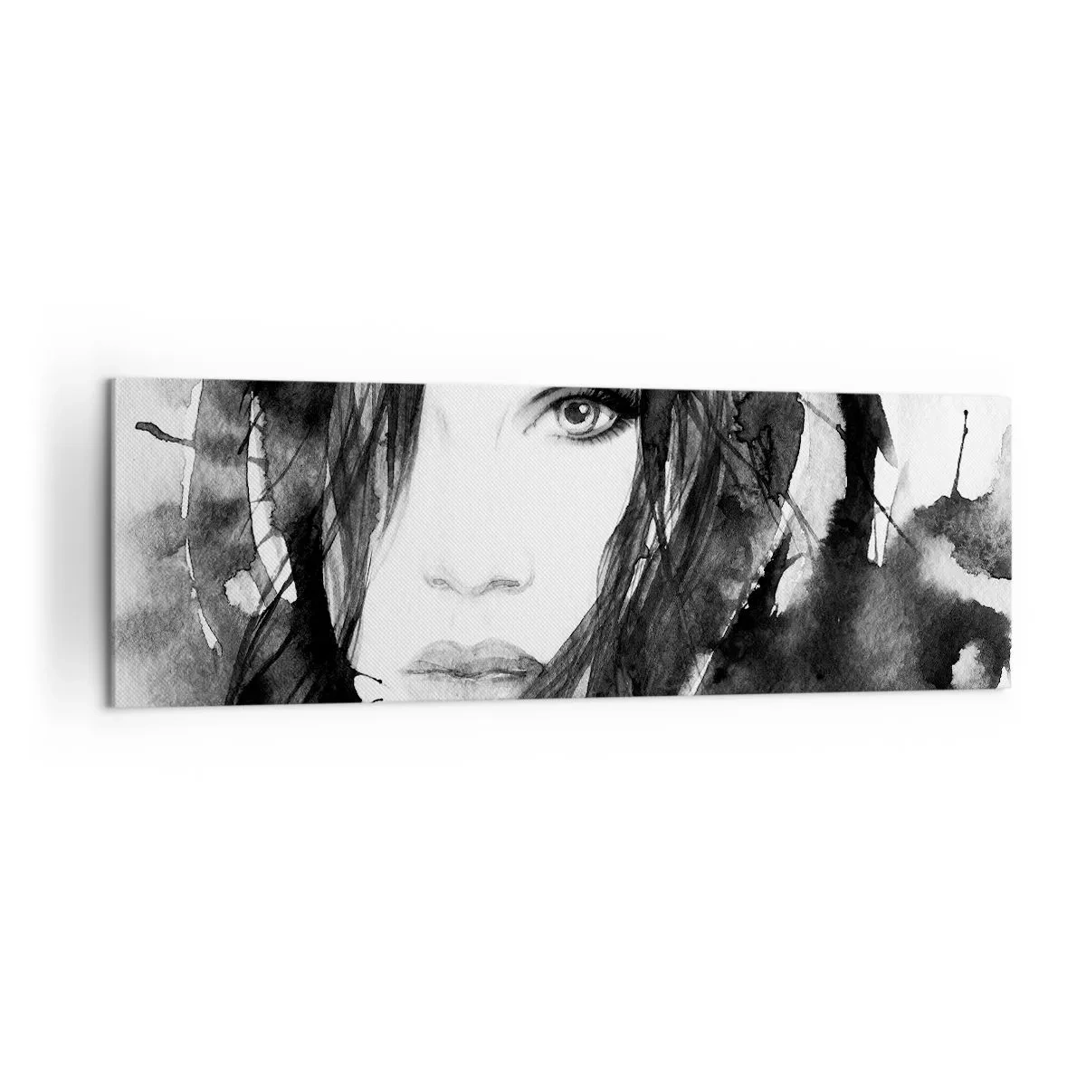 Tablou pe pânză - Studiu unei dame în alb și negru - 160x50 cm