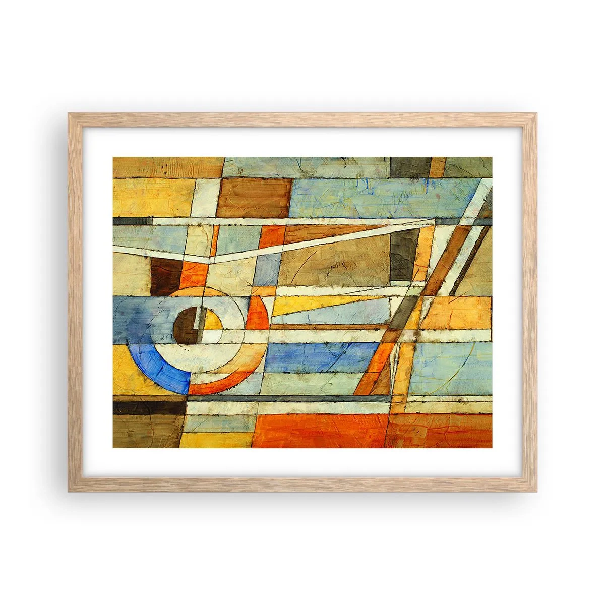 Poster în ramă de stejar deschis - Cubismul în construcție - 50x40 cm