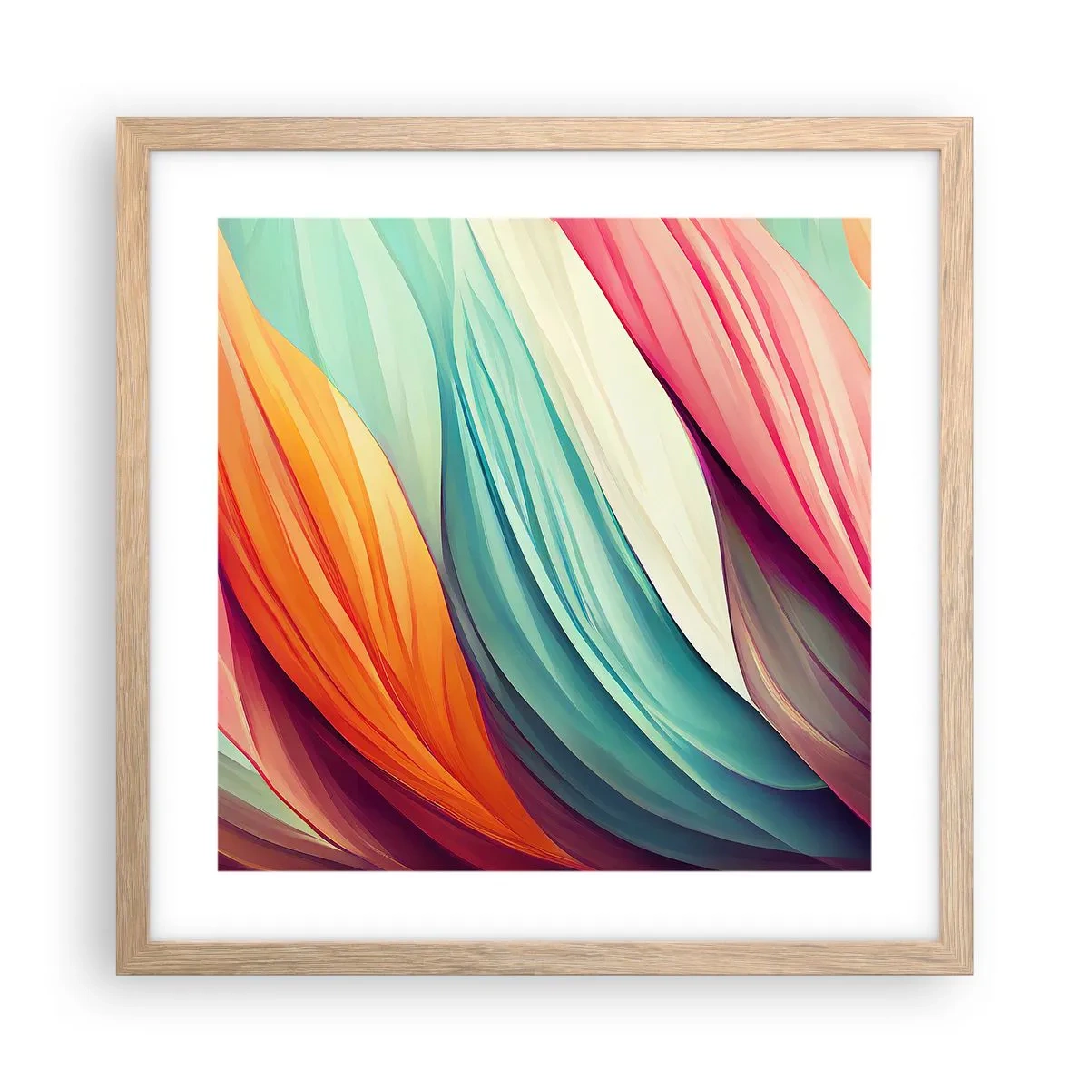 Poster în ramă de stejar deschis - Țesătură de curcubeu - 40x40 cm