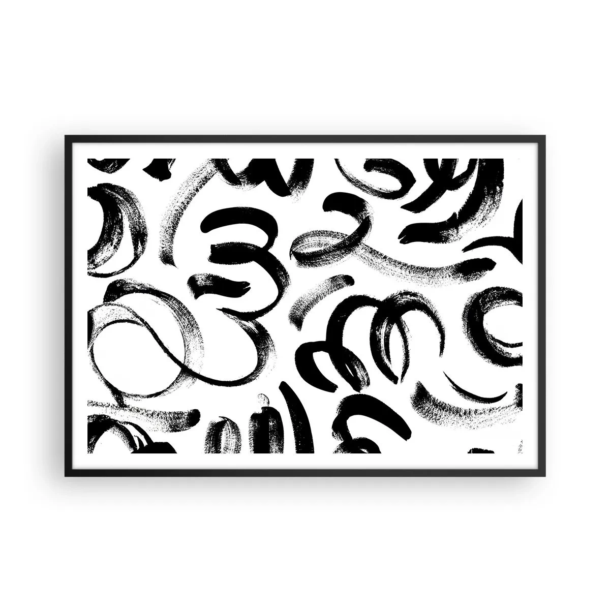 Poster în ramă neagră - Negru pe alb - 100x70 cm