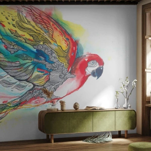 Tapet Premium Canvas - Trăiește în culori - Pasăre, Papagal, Pene colorate - 100x70 cm