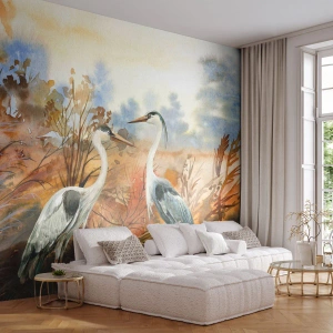 Tapet Premium Sand - Încotro în toamnă? - Macara, Păsări, Natură - 300x210 cm