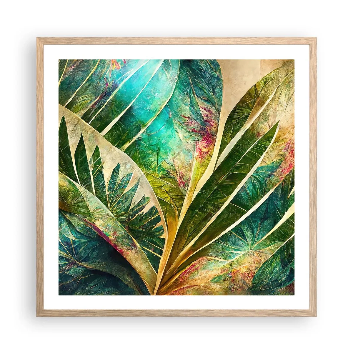 Poster în ramă de stejar deschis - Culorile tropicelor - 60x60 cm