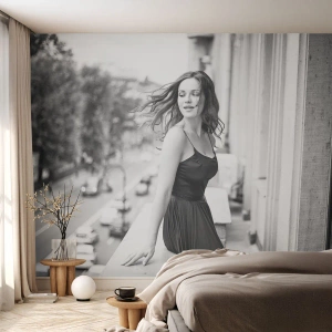 Tapet Premium Canvas - Cu siguranță e o fată pariziană - Femeie, Oraș, Arhitectură - 450x315 cm