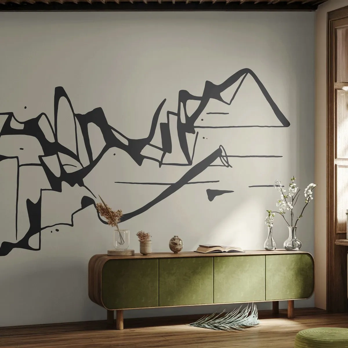 Tapet Standard Eco - Poate că peisajul - Minimalism, Bucată, Linia - 150x105 cm