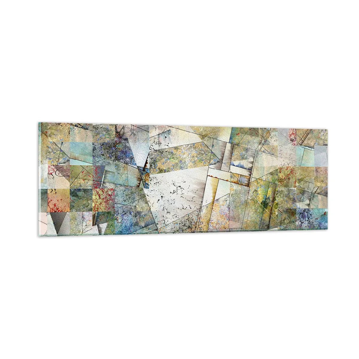 Tablou pe sticlă - Remaniere geometrică - 90x30 cm