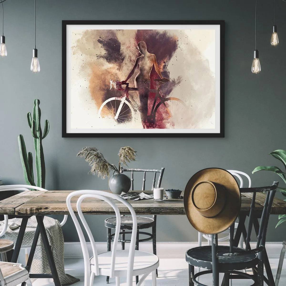 Poster în ramă neagră - În forme de marmură sufletul ciclist - 100x70 cm
