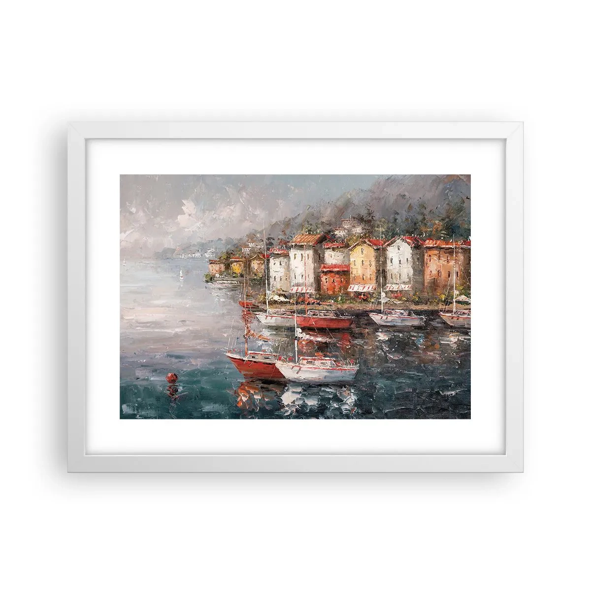Poster în ramă albă - Portul romantic - 40x30 cm