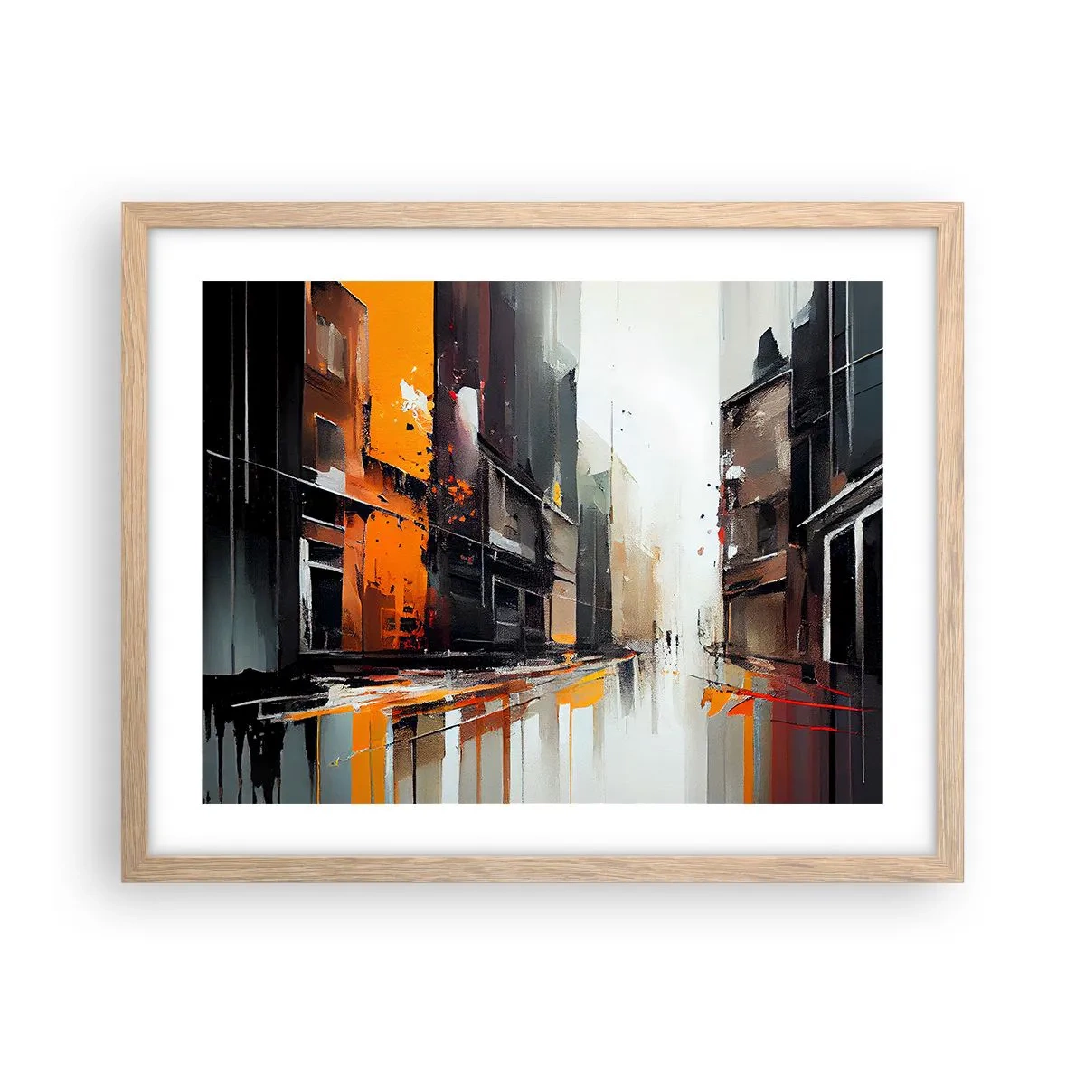 Poster în ramă de stejar deschis - O zi ploioasă - 50x40 cm