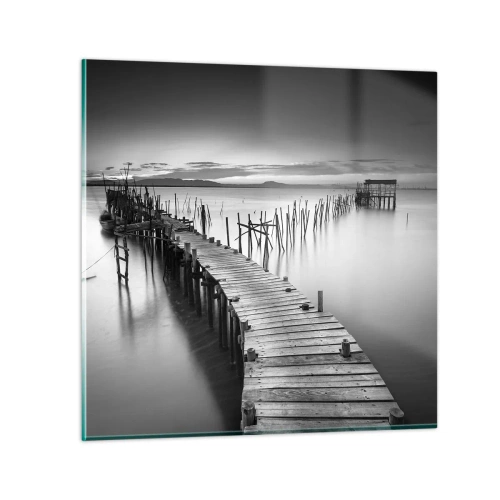 Tablou pe sticlă - Liniștea unui țărm uitat - 60x60 cm