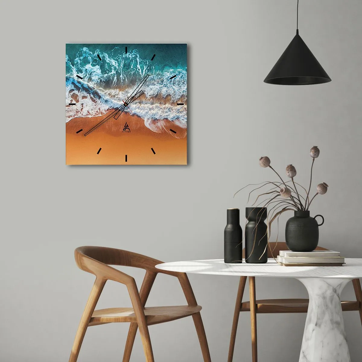 Ceas de perete - Ceas pe sticlă - Întotdeauna în tandem - 30x30 cm