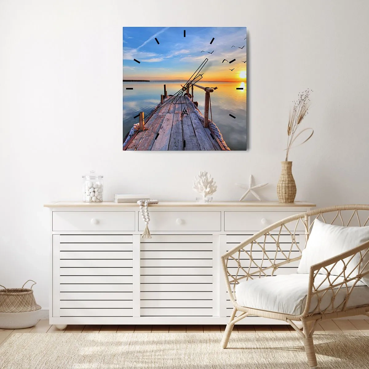 Ceas de perete - Ceas pe sticlă - Mergând înainte spre soare - 30x30 cm