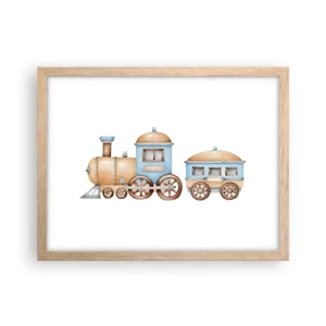 Poster în ramă de stejar deschis - Trenulețul din copilărie - 40x30 cm