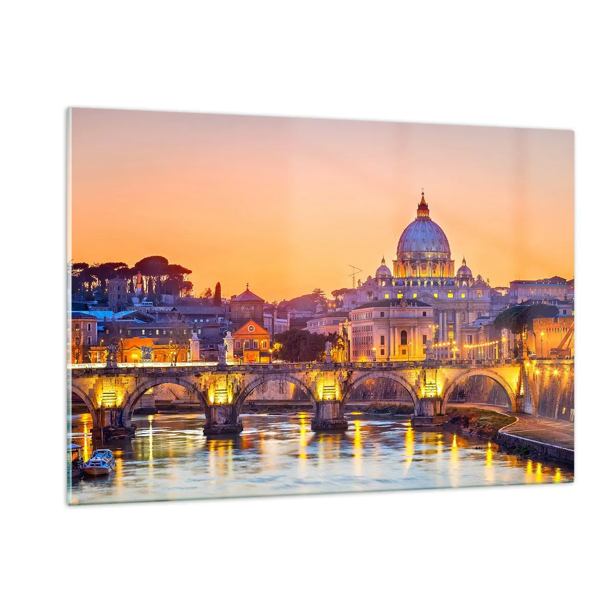 Tablou pe sticlă - Amurg deasupra Orașului Etern - 120x80 cm