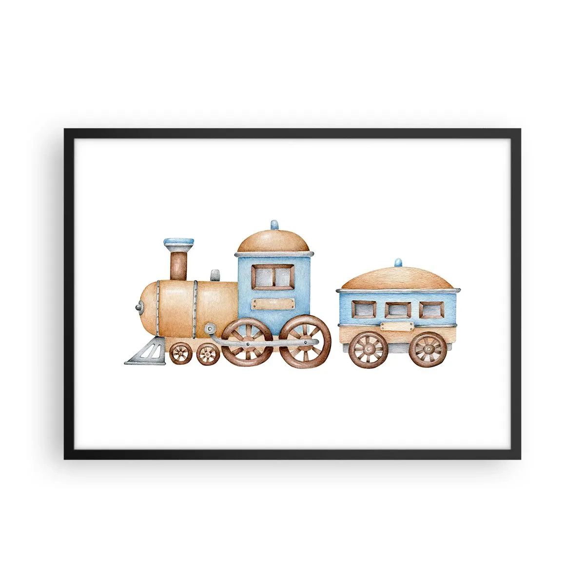 Poster în ramă neagră - Trenulețul din copilărie - 70x50 cm