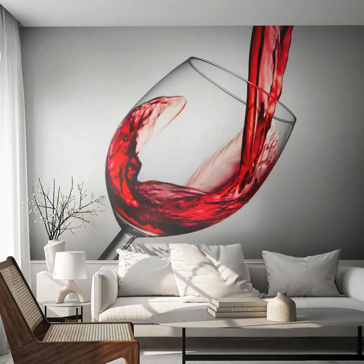 Tapet Autoadeziv Deluxe Sticker - Culoare - mișcare - sunet - Pahar de vin, Vin roșu, Gastronomie - 100x70 cm