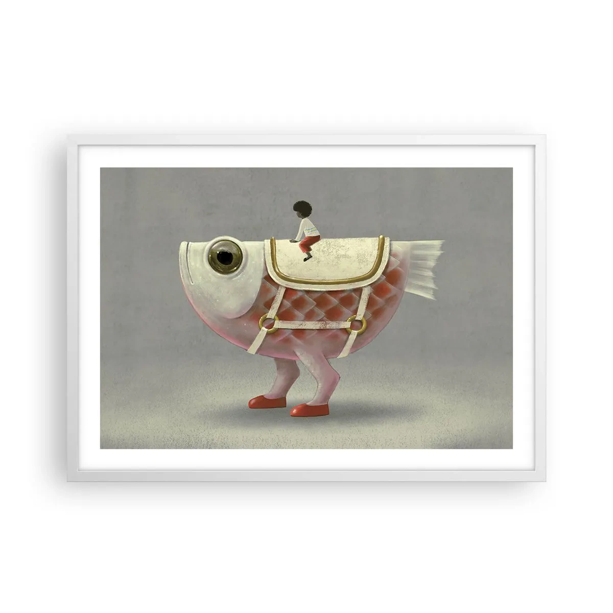 Poster în ramă albă - Călărețul Pescărel - 70x50 cm