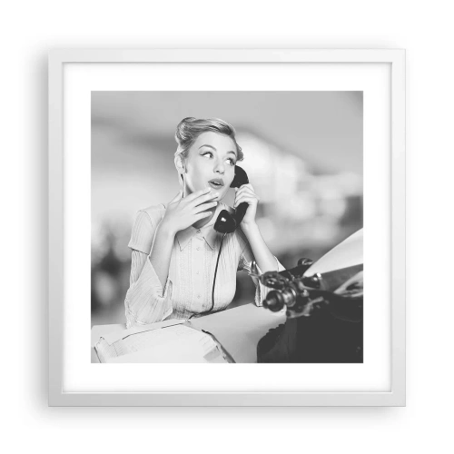 Poster în ramă albă - Bună ziua, suntem în anii '50. - 40x40 cm