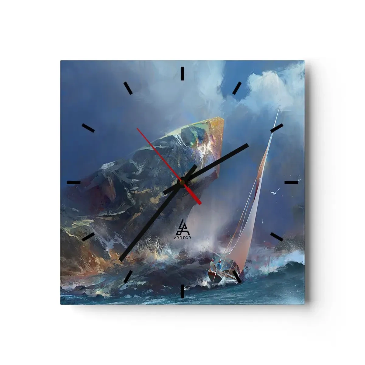 Ceas de perete - Ceas pe sticlă - Cine îndrăznește, câștigă - 40x40 cm