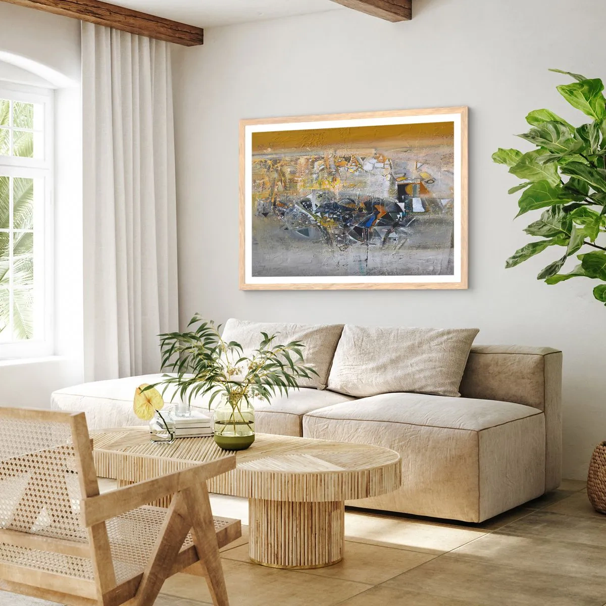 Poster în ramă de stejar deschis - Totul va fi bine - 70x50 cm