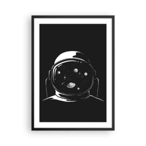 Poster în ramă neagră - Astronautul cu spațiul reflectat în casca sa - 50x70cm - Mișto priveliște - Decorațiune modernă pentru perete pentru living și dormitor ARTTOR