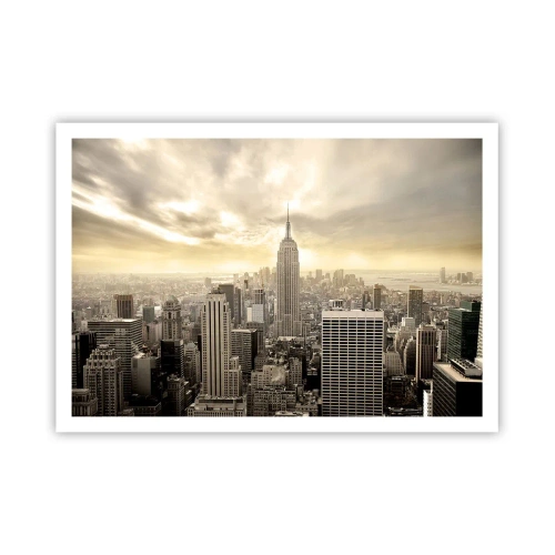 Poster - New York țesut din gri - 100x70 cm
