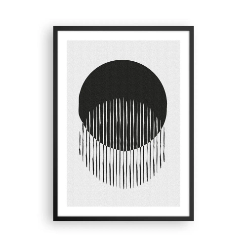 Poster în ramă neagră - Compoziție abstractă a unui cerc negru și linii verticale - 50x70cm - Alter ego-ul său - Decorațiune modernă pentru perete pentru living și dormitor ARTTOR