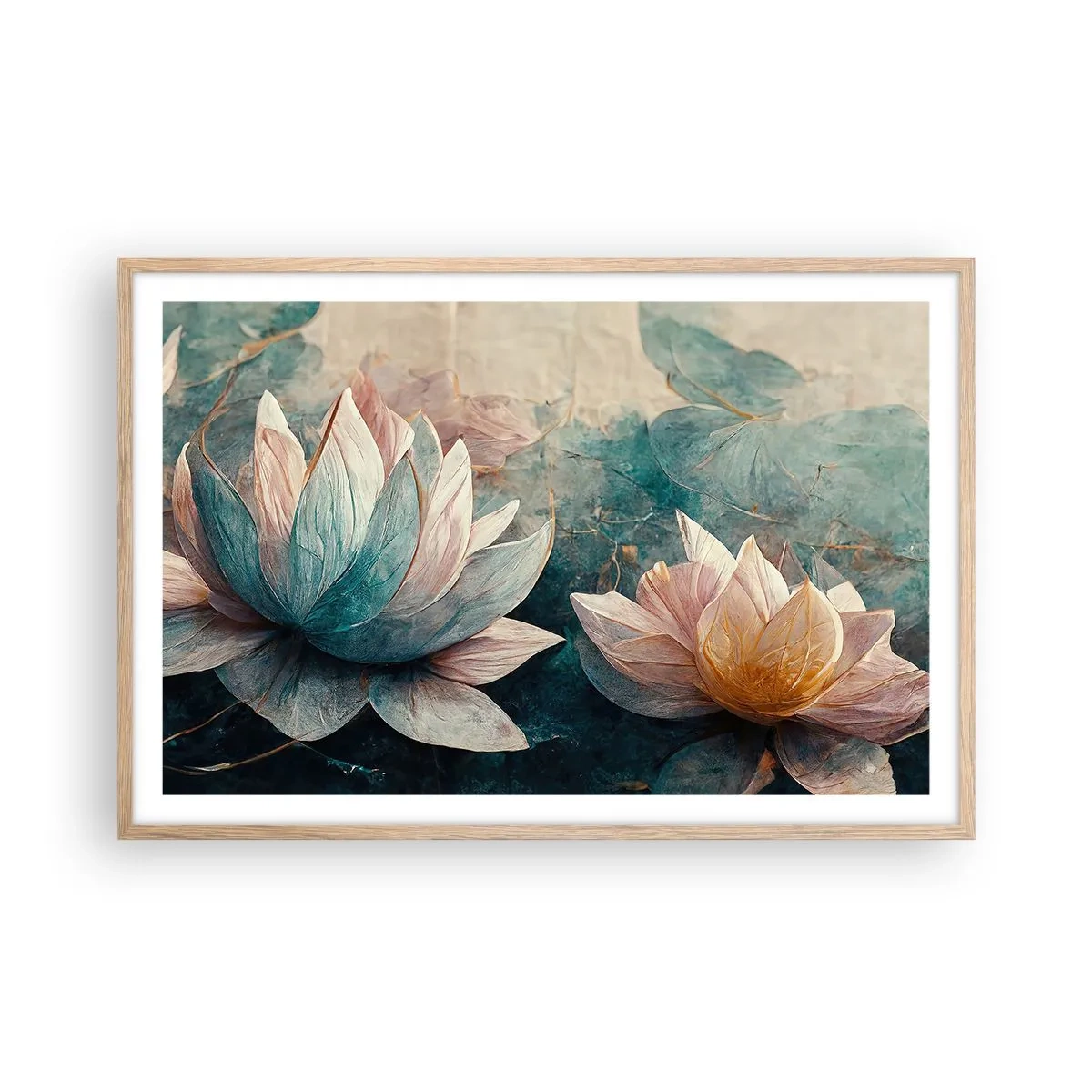 Poster în ramă de stejar deschis - Stele de lac - 91x61 cm